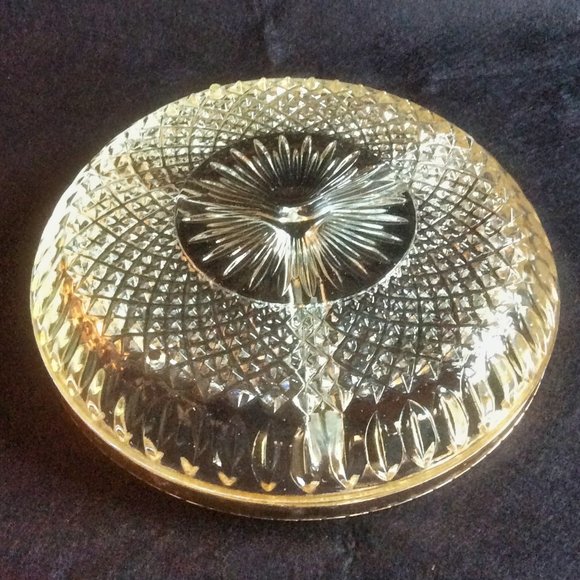 Lead Crystal Divided Plate Dish Metal Rim Serving Tray Classic Dinnerware - Picture 4 of 5